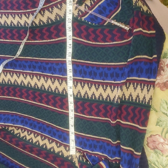 GEEGEE Women's Aztec Print Open Front Fringe Trim Waterfall Cardigan-Sz S/M - Picture 13 of 17